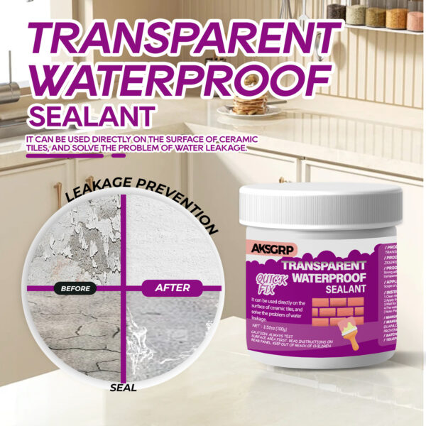 Transparent Waterproof Repair Glue: Special for Kitchen, Bathroom & Exterior Walls, Leak-Sealing Coating for Roof Protection