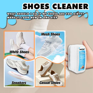 White Shoe Cleaner Set: Decontaminating & De-Yellowing Foam, Wash-Free, with Dedicated Edge Brushes